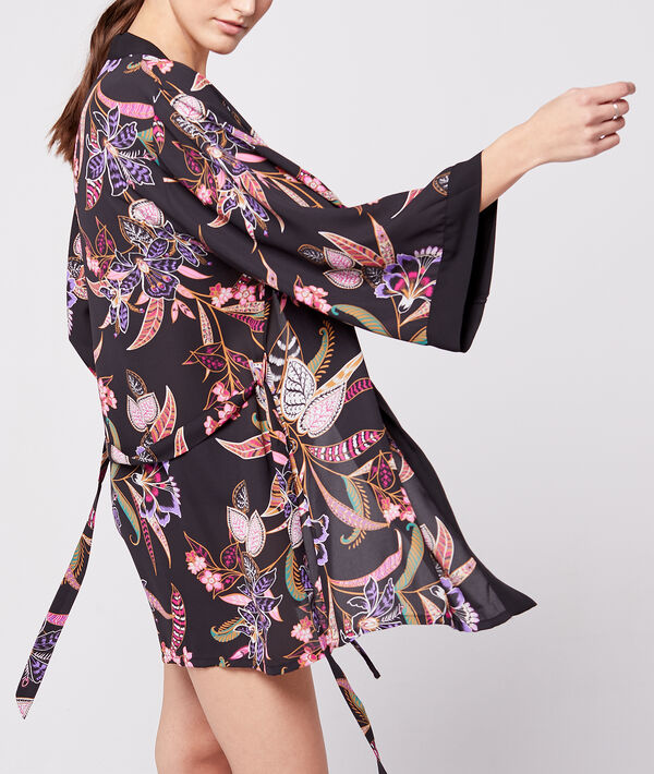 Kimono déshabillé satin imprimé Kimono déshabillé satin imprimé