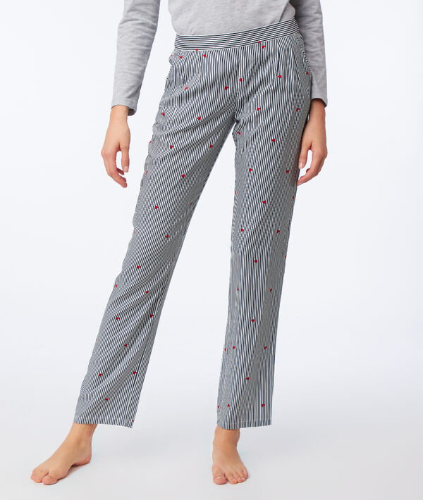 Pantalon à rayures et motifs cœur Pantalon à rayures et motifs cœur