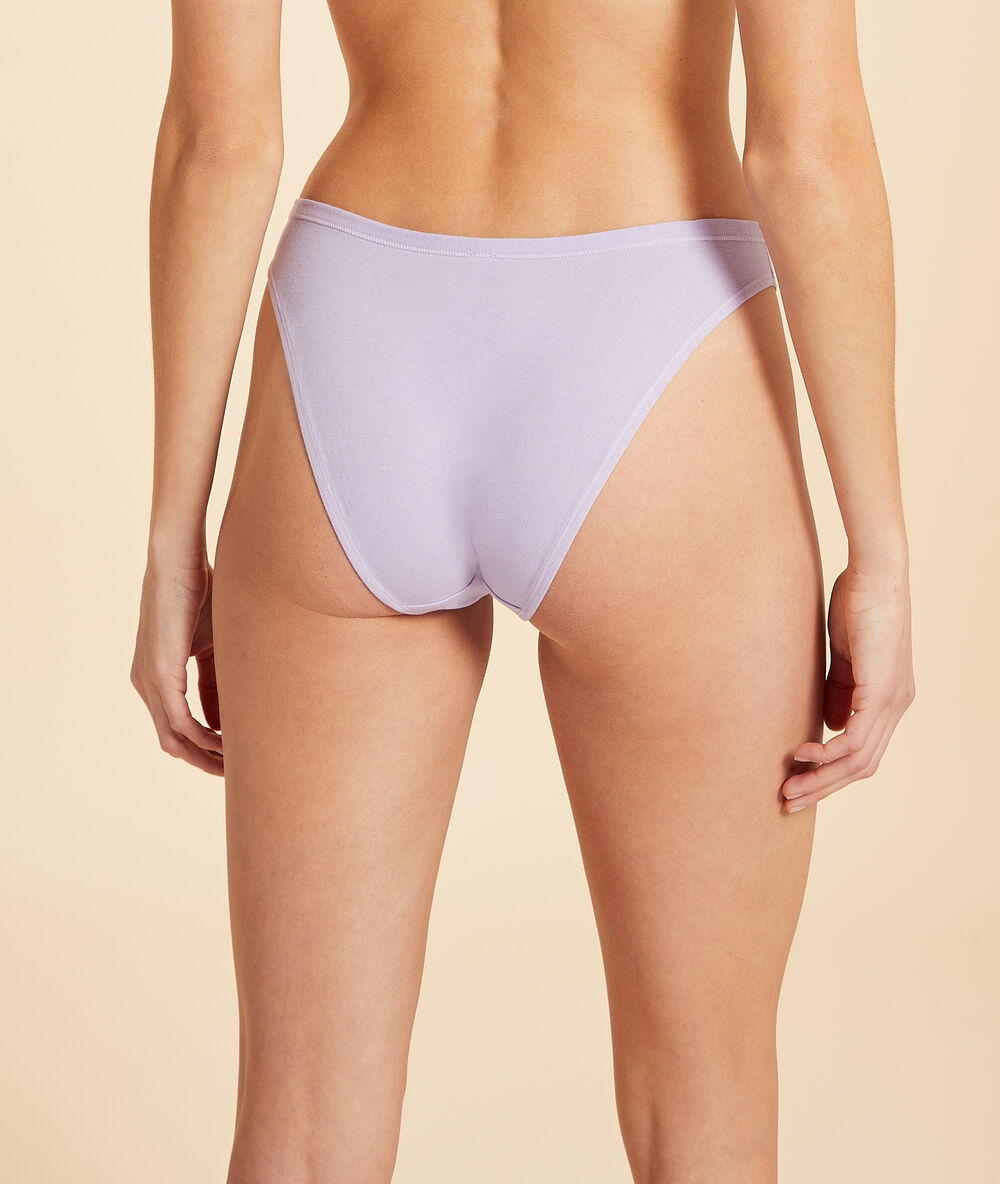 Culotte high leg en coton bio extensible lilas.
