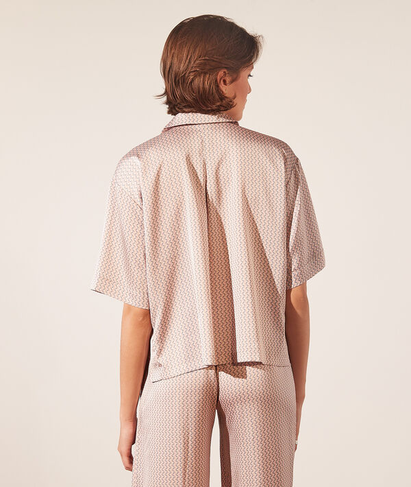 Chemise manches courtes satinée imprimée Chemise manches courtes satinée imprimée;${refinementColor}