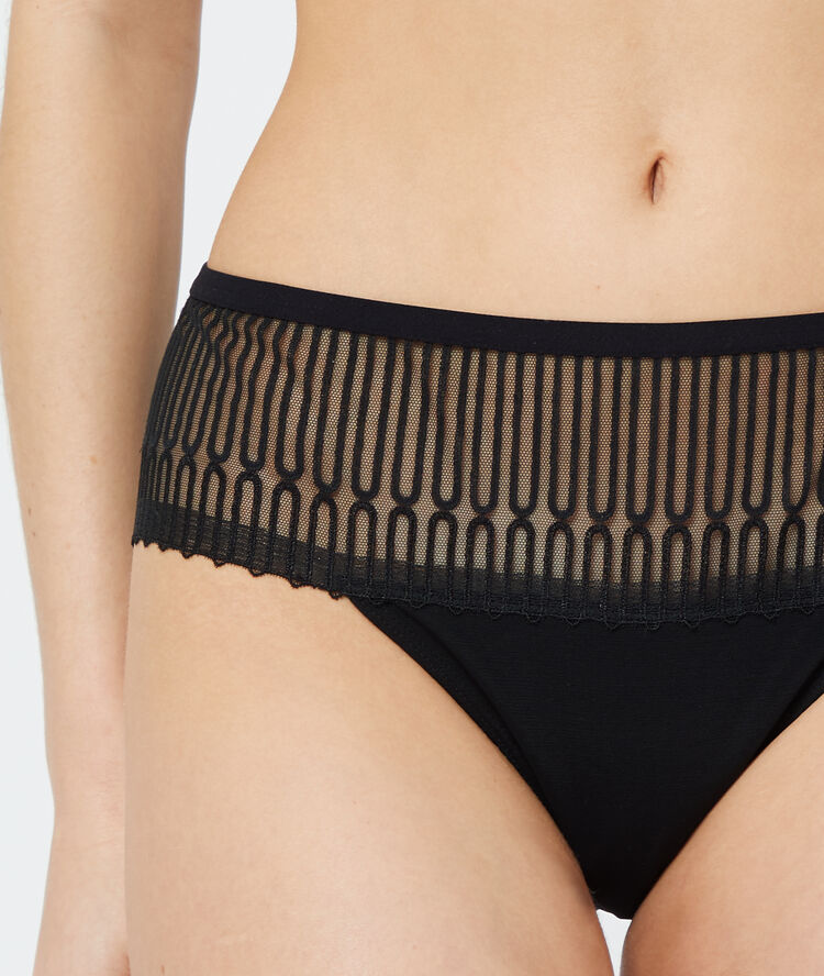 Shorty microfibre et dentelle noir.