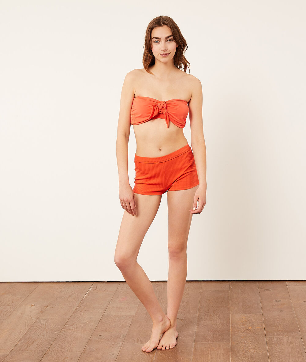 Brassière bandeau à nouer orange.