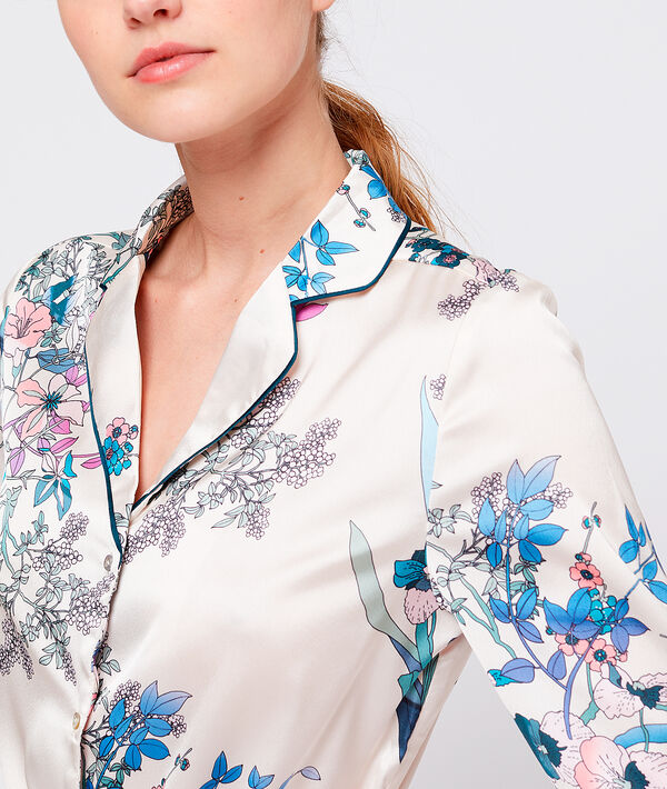 Chemise de pyjama imprimée ecru.