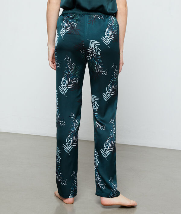 Pantalon satiné imprimé feuillage Pantalon satiné imprimé feuillage
