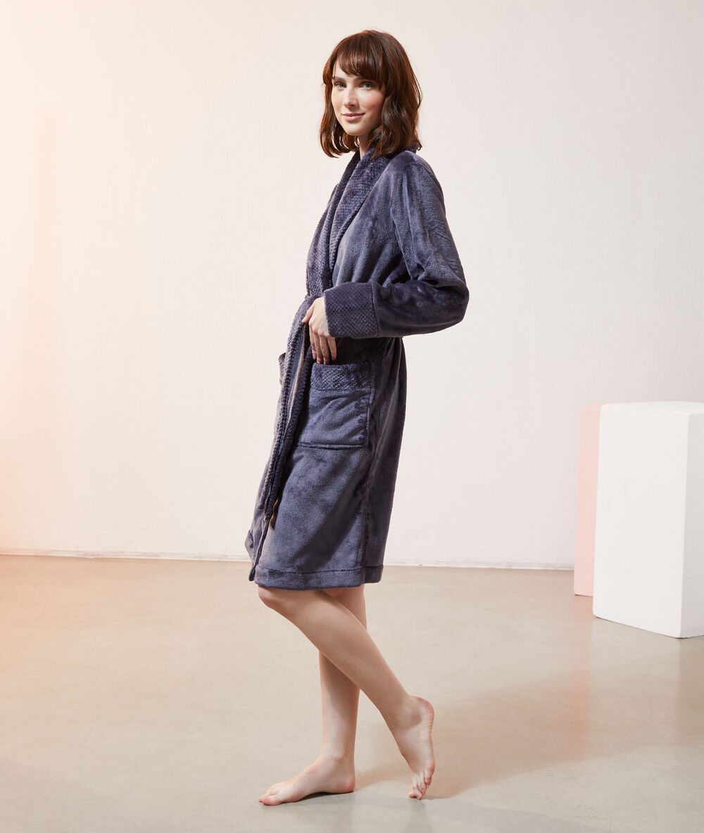 Déshabillé polaire long homewear indigo.