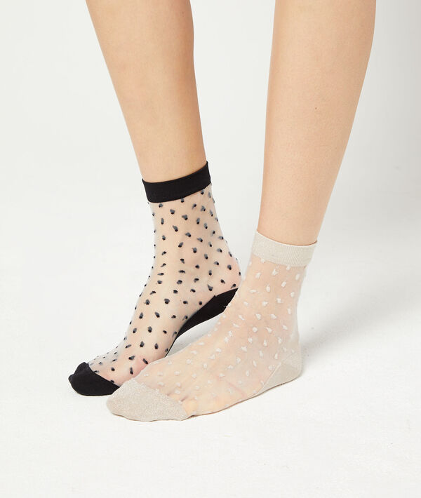 Lot de 2 paires de chaussettes effet plumetis Lot de 2 paires de chaussettes effet plumetis;${refinementColor}