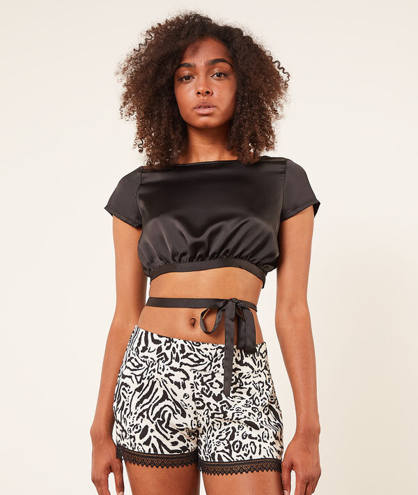 Crop top satiné multi-liens Crop top satiné multi-liens;${refinementColor}