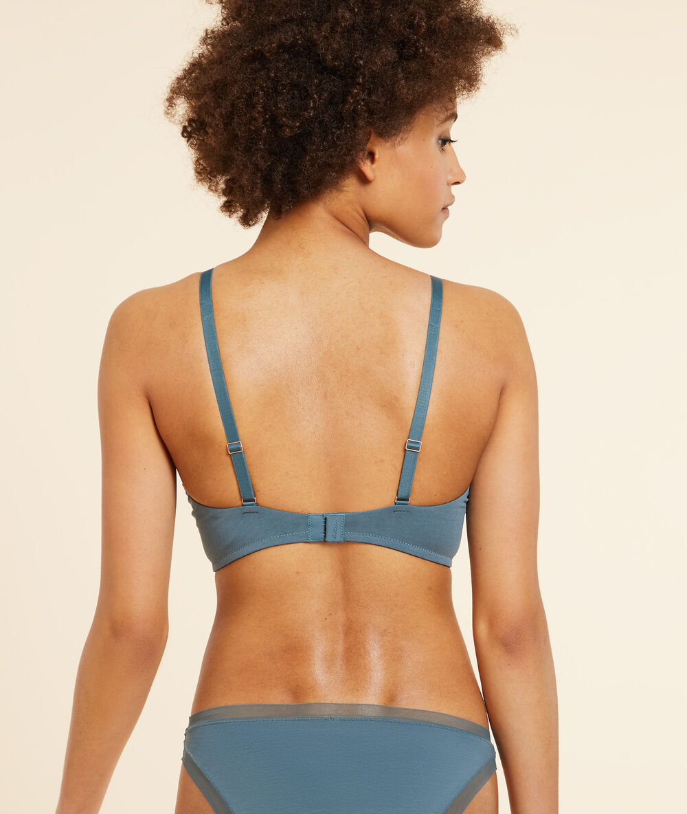 Soutien-gorge n°7 - triangle armaturé en coton bio encre.
