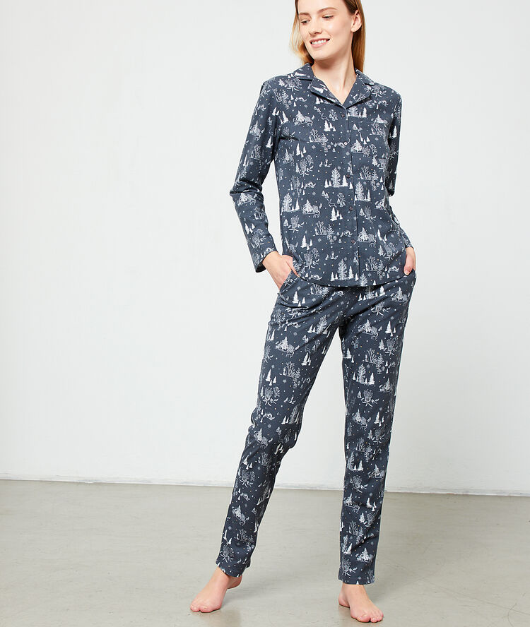 Chemise de pyjama imprimée gris fonce.