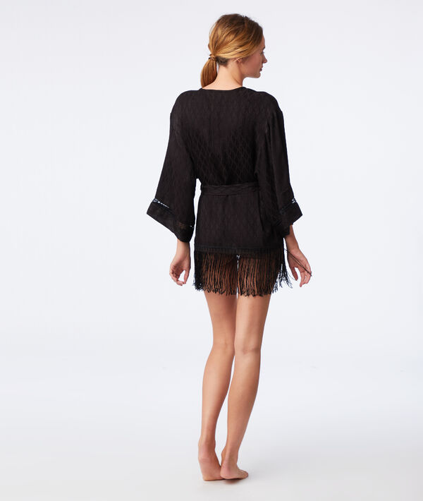 Déshabillé à franges imprimé jacquard Déshabillé à franges imprimé jacquard