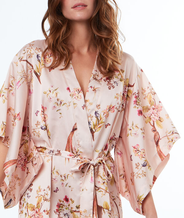 Kimono déshabillé satin imprimé Kimono déshabillé satin imprimé