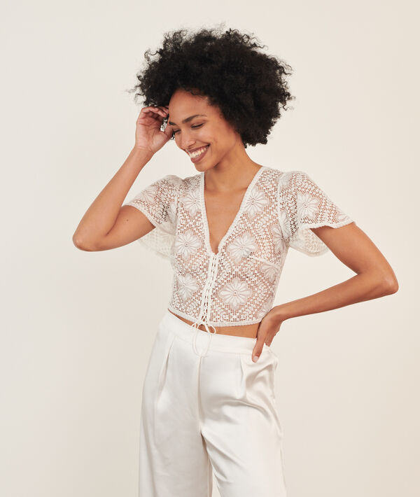 Crop top en dentelle Crop top en dentelle;${refinementColor}