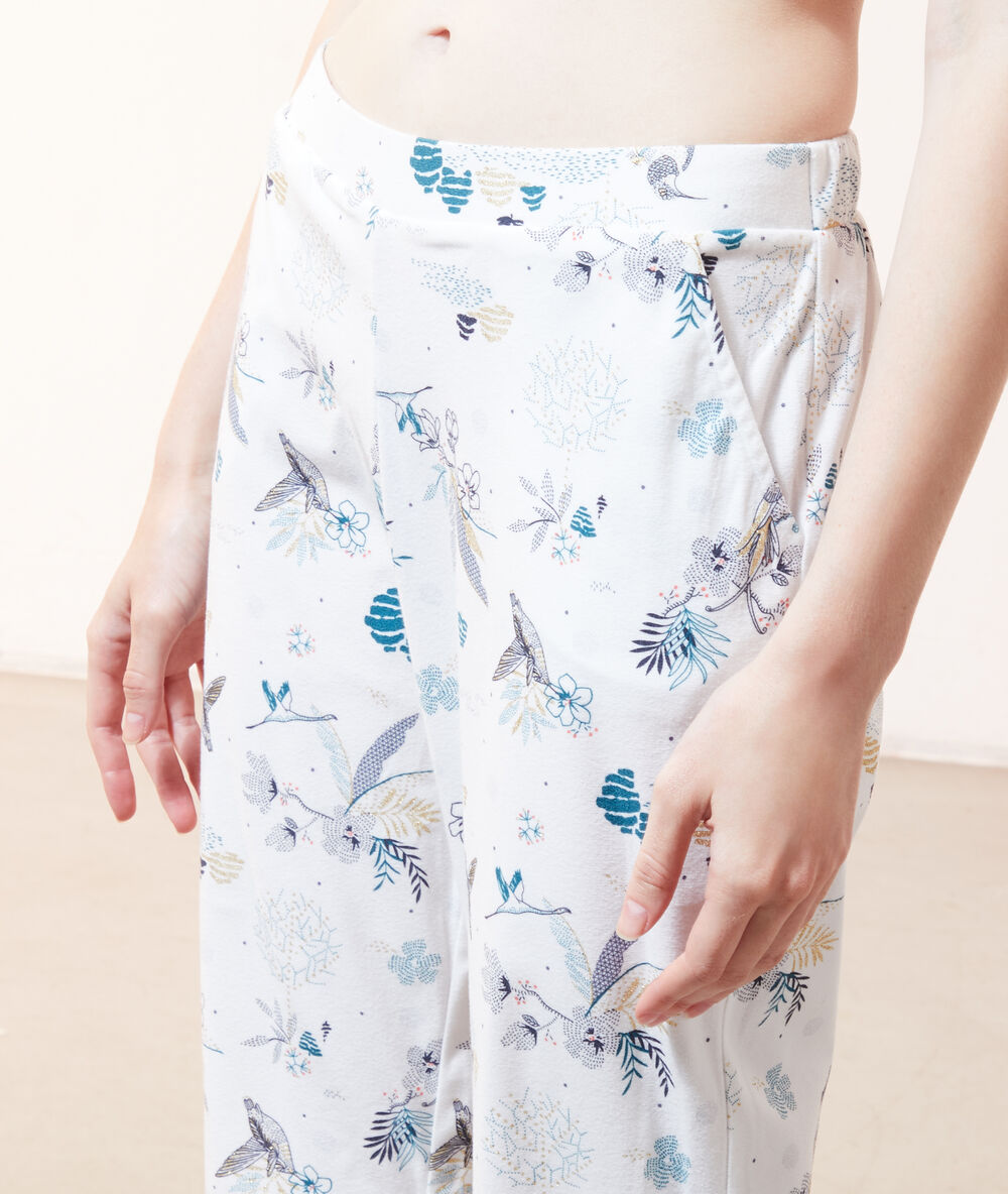 Pantalon de pyjama imprimé ecru.