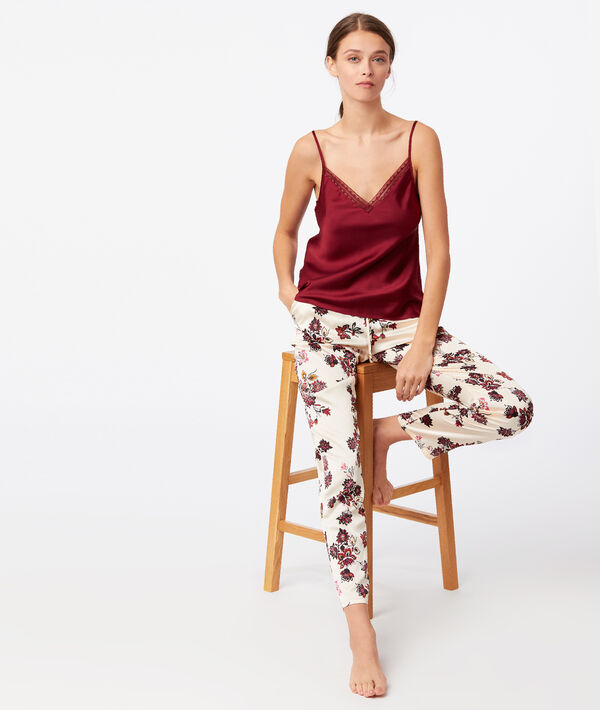 Top décolleté dentelle bordeaux grenat.