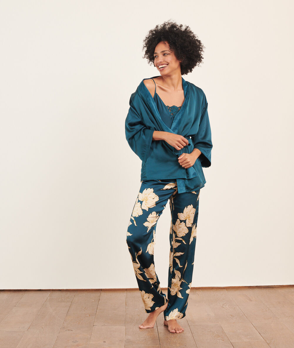 Pyjama 3 pièces satiné BLEU CANARD ETAM