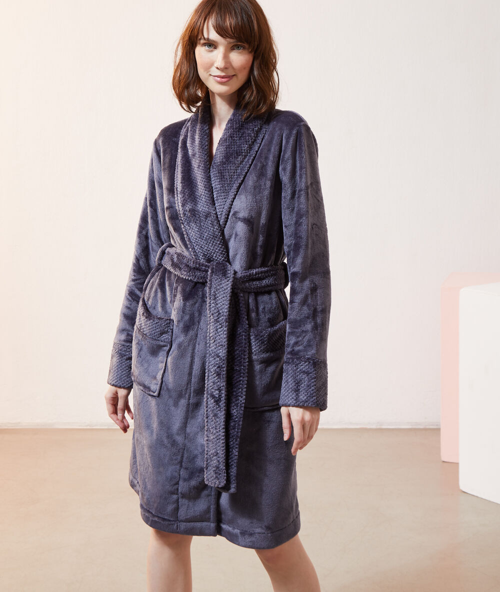 Déshabillé polaire long homewear indigo.