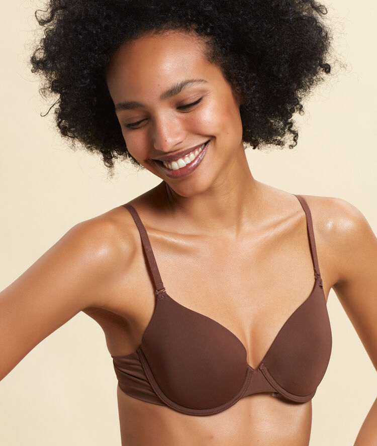 Soutien-gorge n°5 - coques fines microfibre marron clair.