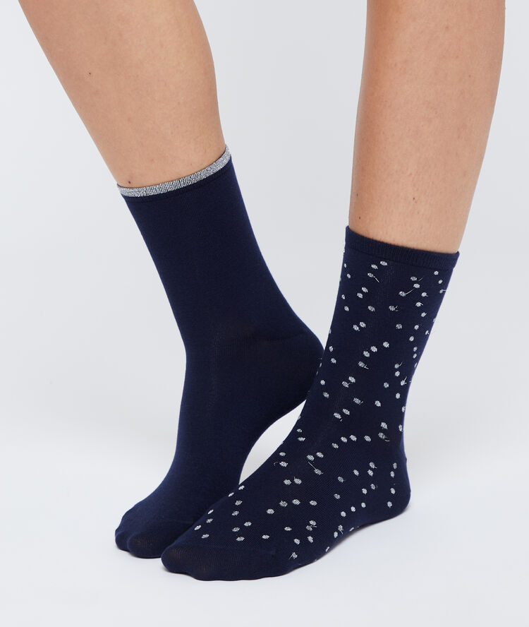 2 paires de chaussettes bleu.