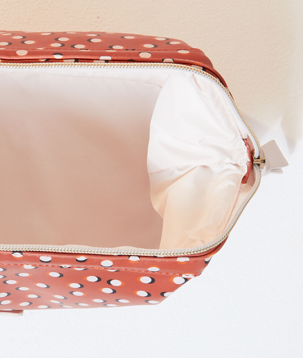 Trousse de toilette à pois anis.