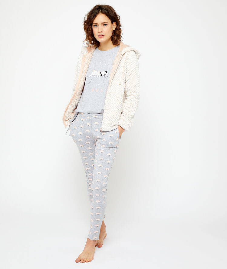 Top "let's stay in bed" gris.