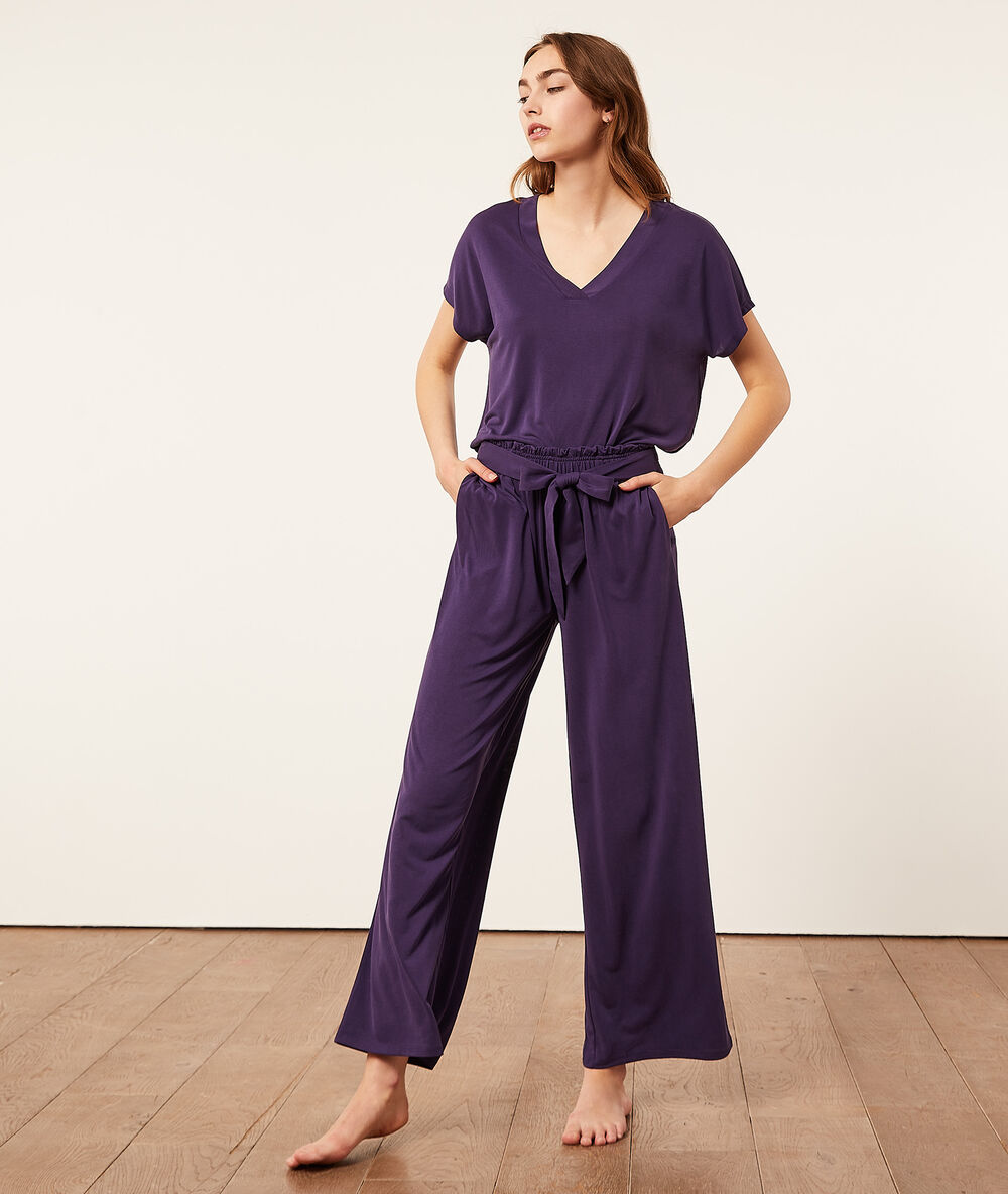 Pantalon de pyjama uni indigo.