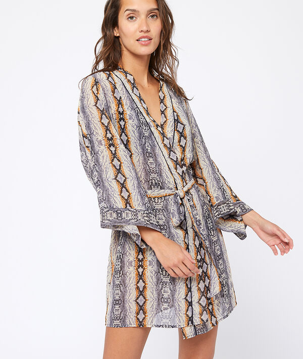 Kimono imprimé ethnique gris.