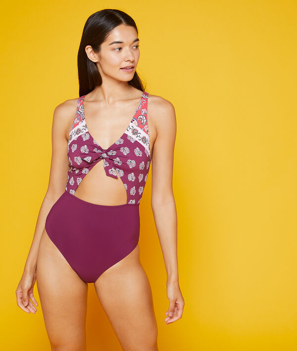 Maillot de bain 1 pièce, trikini multicolore.