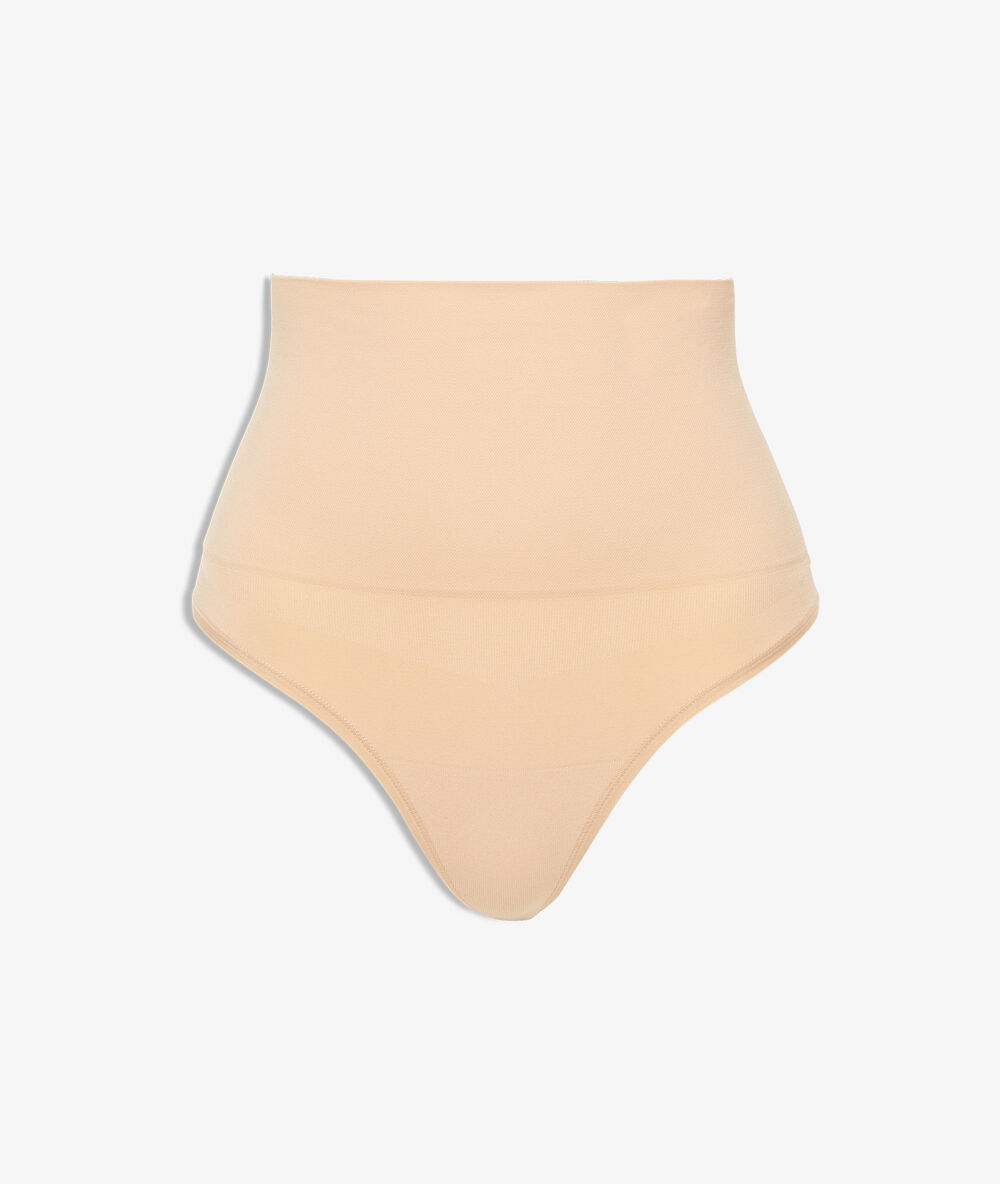 String shapewear taille haute - maintien médium beige.