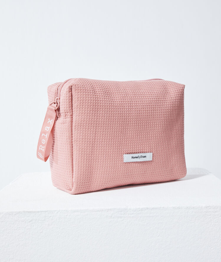 Trousse nid d'abeille rose.