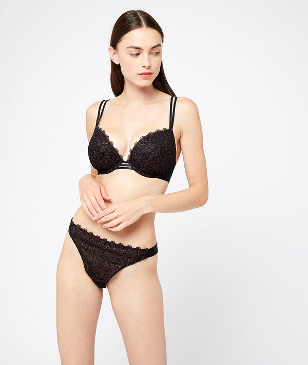 Soutien-gorge n°5 - ampliforme naturel, fibres métallisées bronze.