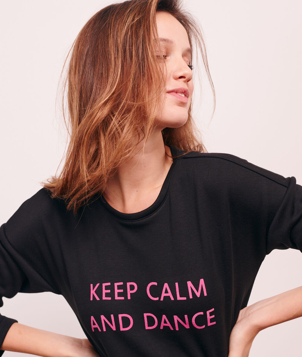 Chemise de nuit "keep calm and dance" noir.