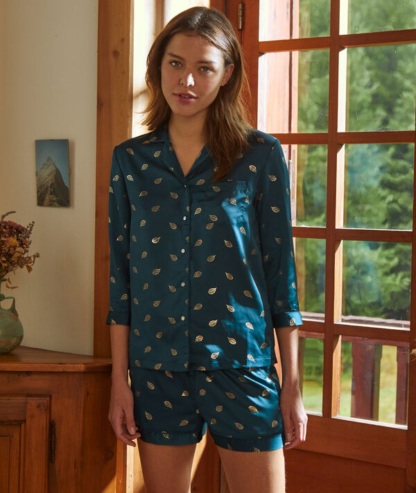 Chemise de pyjama satinée détails métallisés Chemise de pyjama satinée détails métallisés