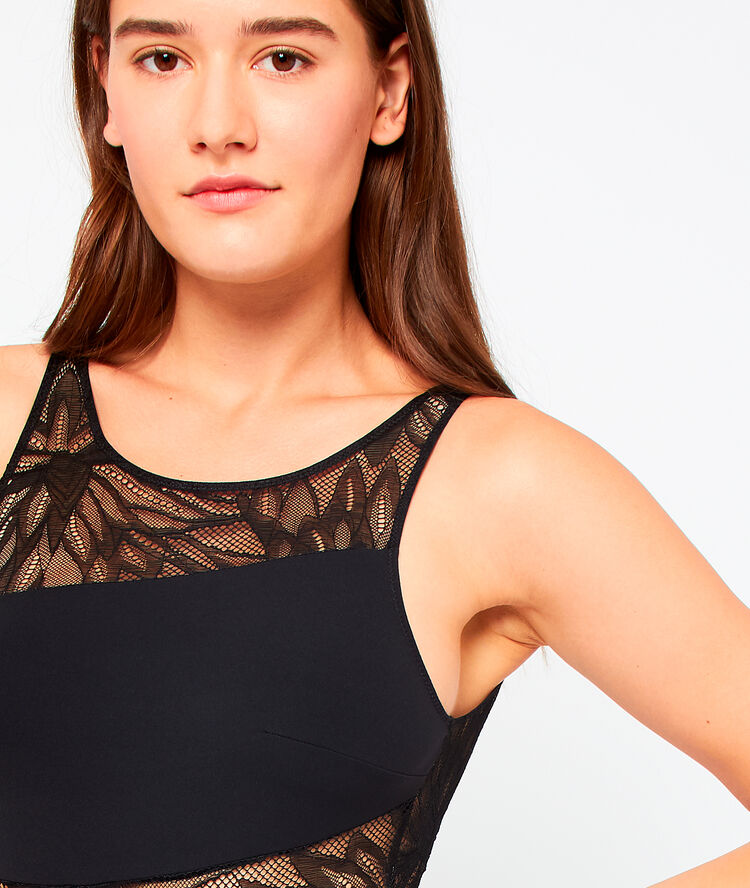 Body bi-matière, dos ouvert noir.