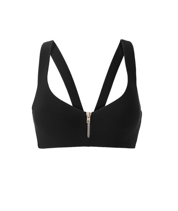 Brassière de sport zippée, dos en v - maintien médium noir.