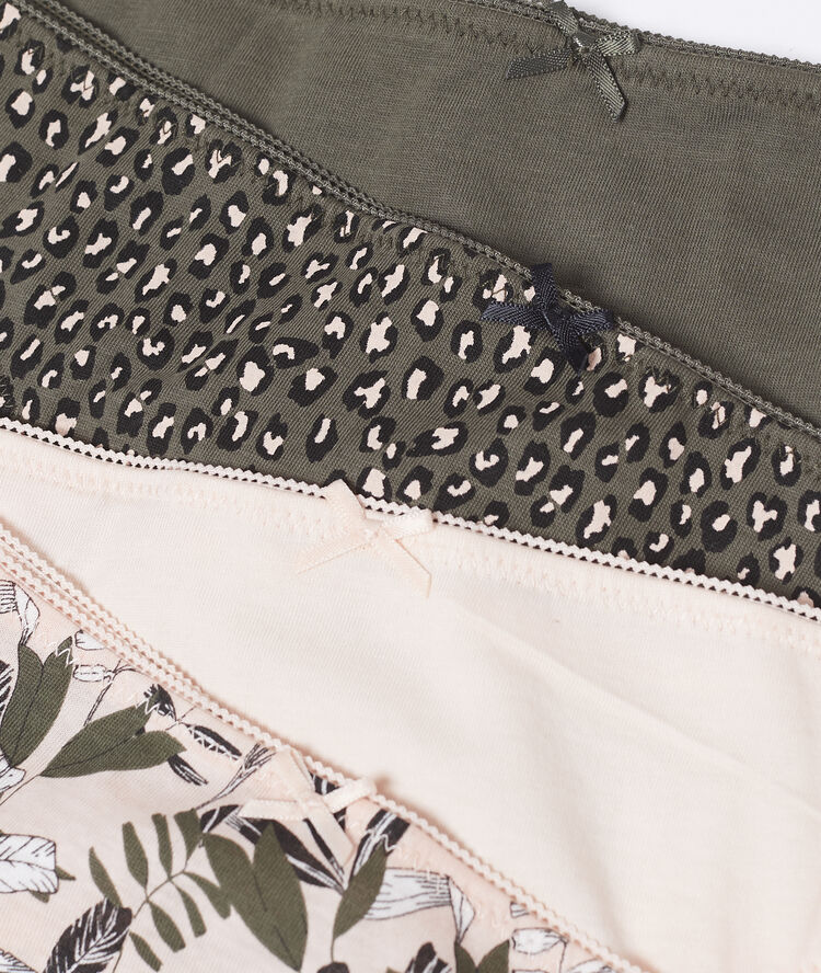 Lot de 4 tangas en coton kaki.