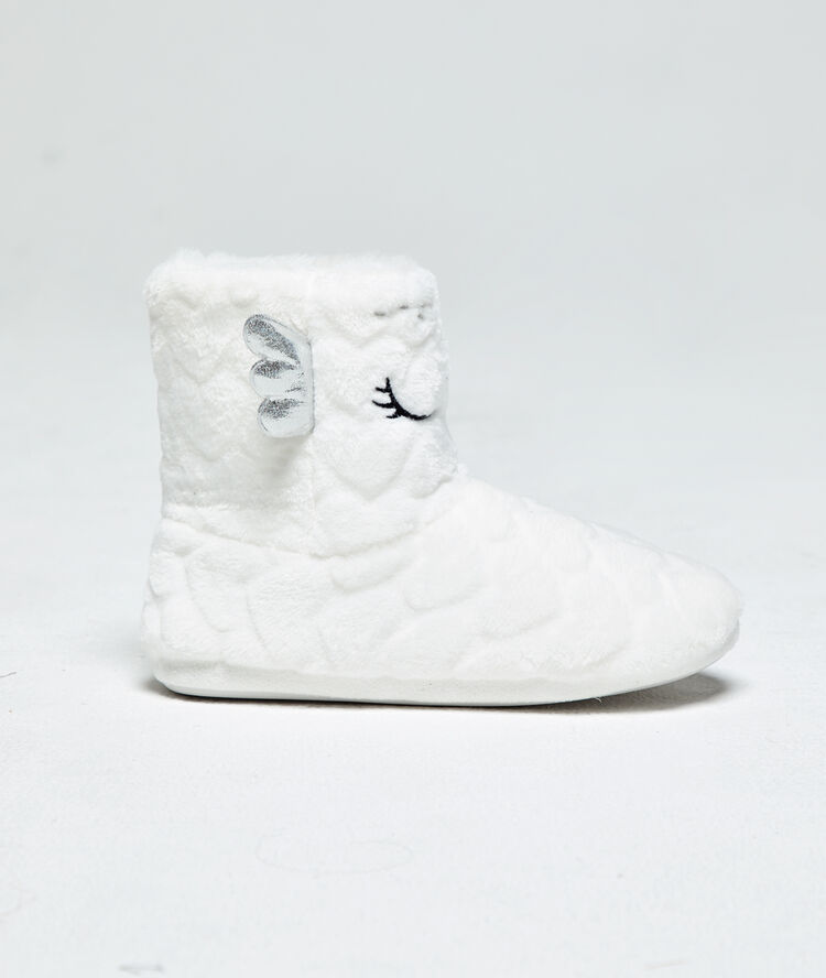Chaussons bottines chouette ecru.