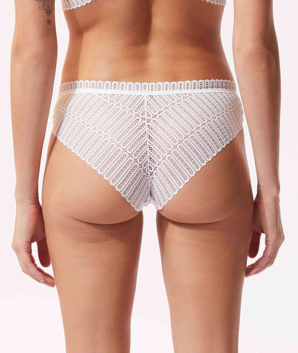 Shorty en dentelle et microfibre ecru.
