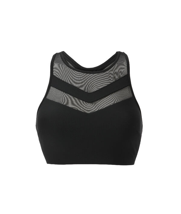 Brassière de sport, tulle et mousses amovibles - maintien fort noir.
