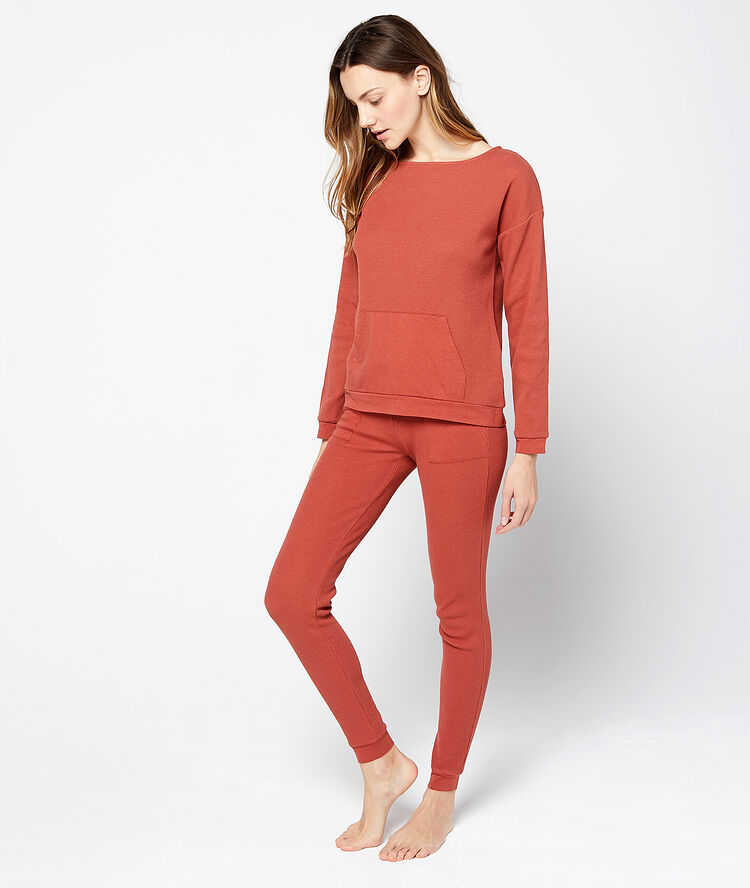 Pantalon homewear slim fit brique.