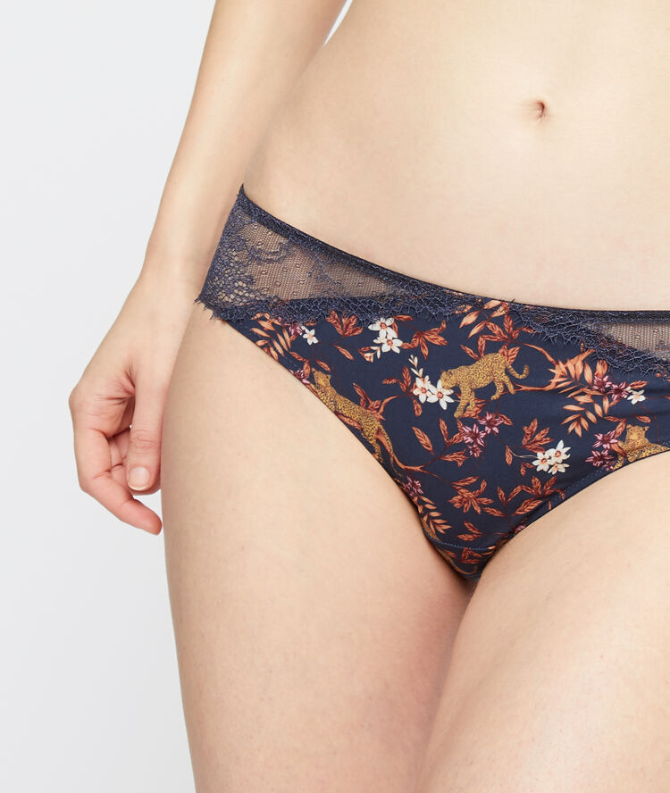 Shorty fleuri en dentelle taupe.