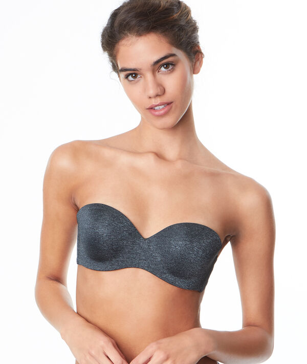 Soutien-gorge push up bandeau, bonnet b anthracite.