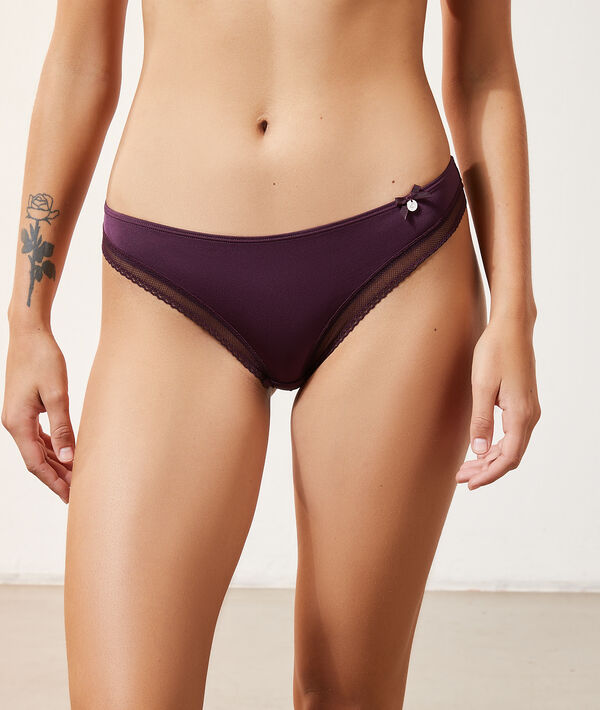 Tanga en microfibre et tulle Tanga en microfibre et tulle;${refinementColor}
