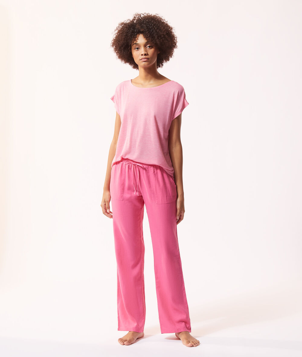 Pantalon à nouer rose.