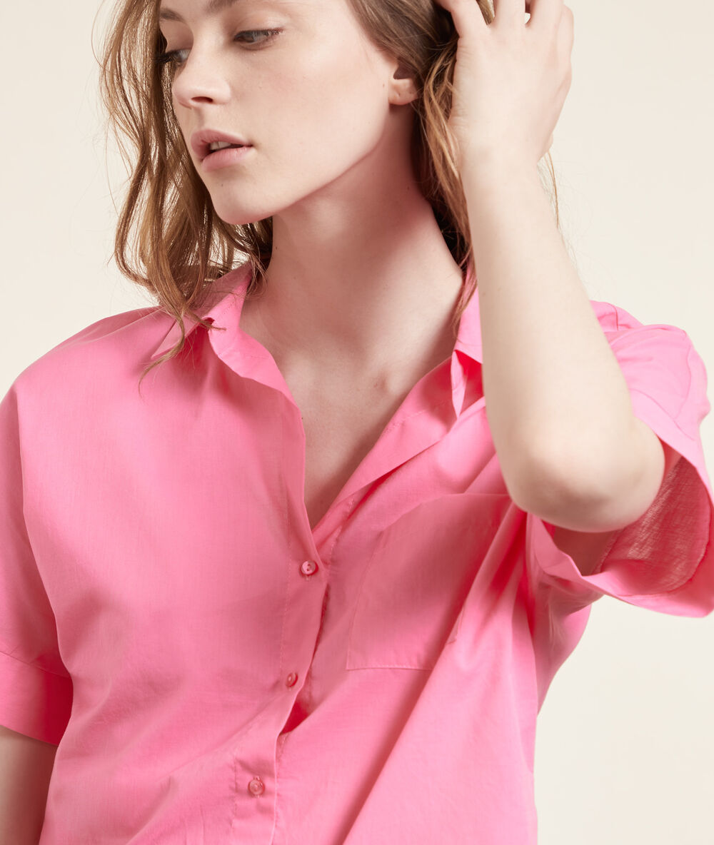 Chemise de pyjama manches courtes fushia.