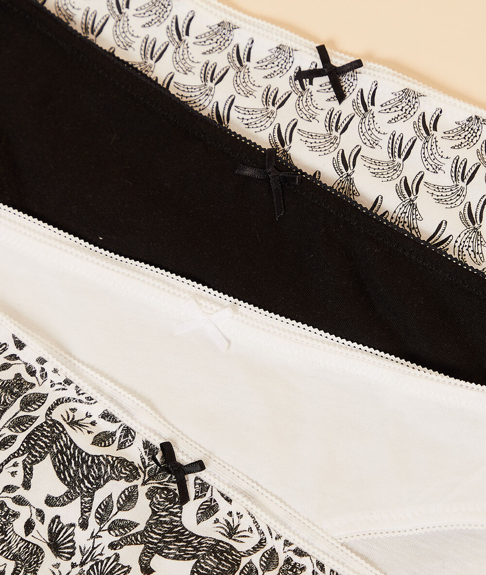 Lot de 4 culottes imprimées noir.
