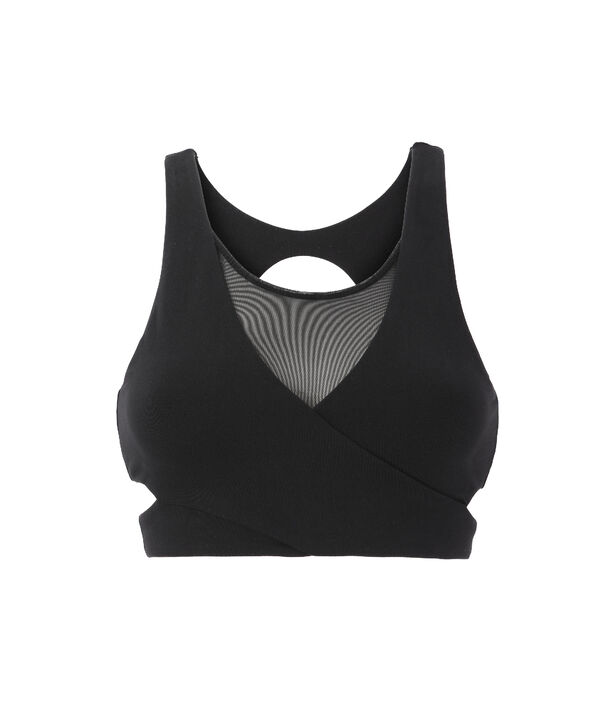 Brassière technique croisée - maintien léger noir.