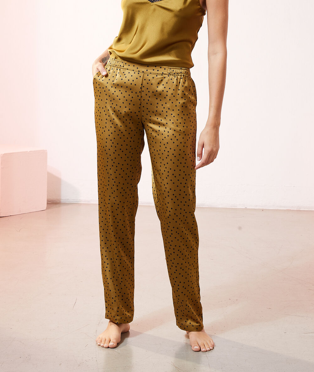 Pyjama 3 pièces satiné et polaire bronze.