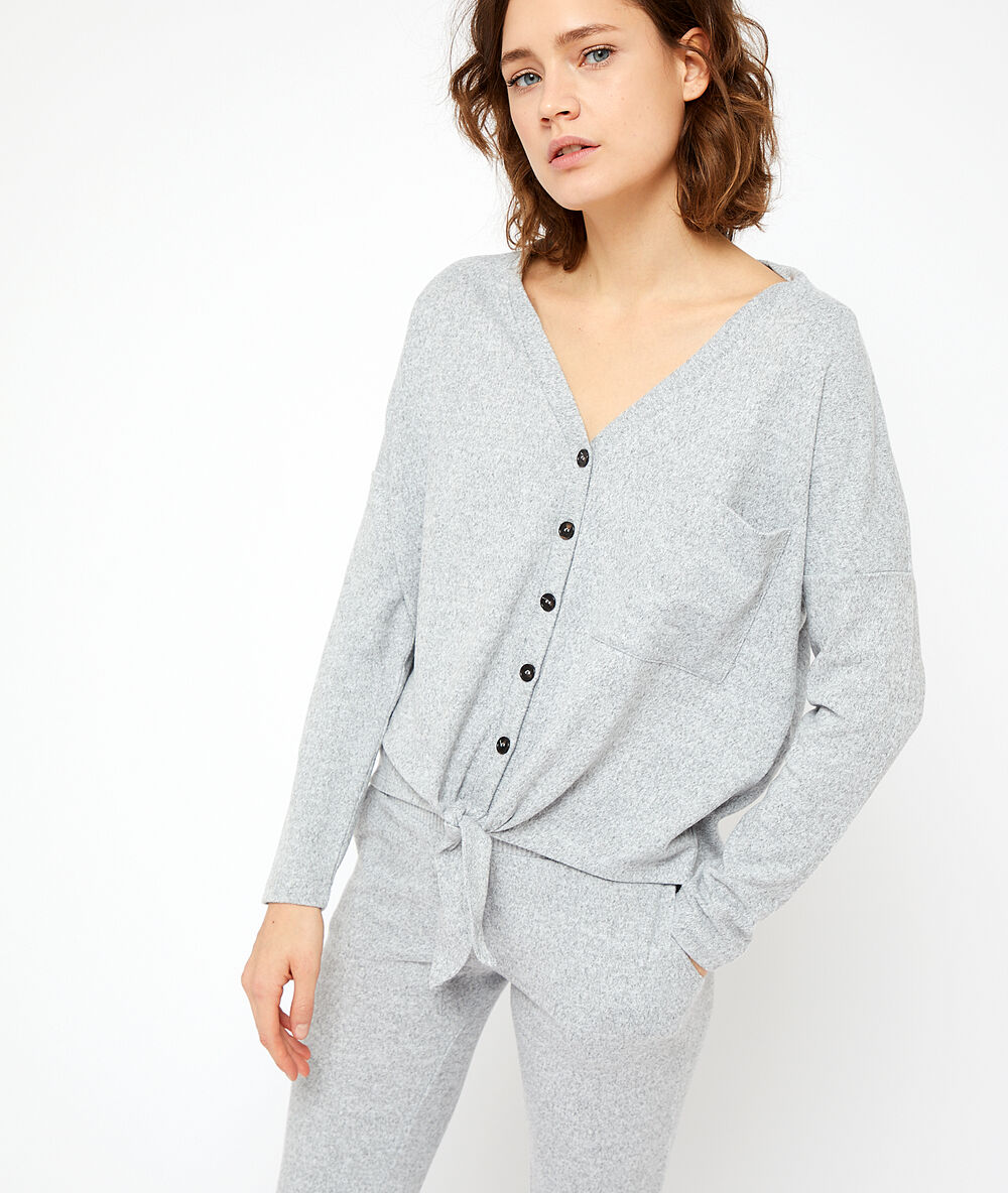 Gilet homewear noué gris.