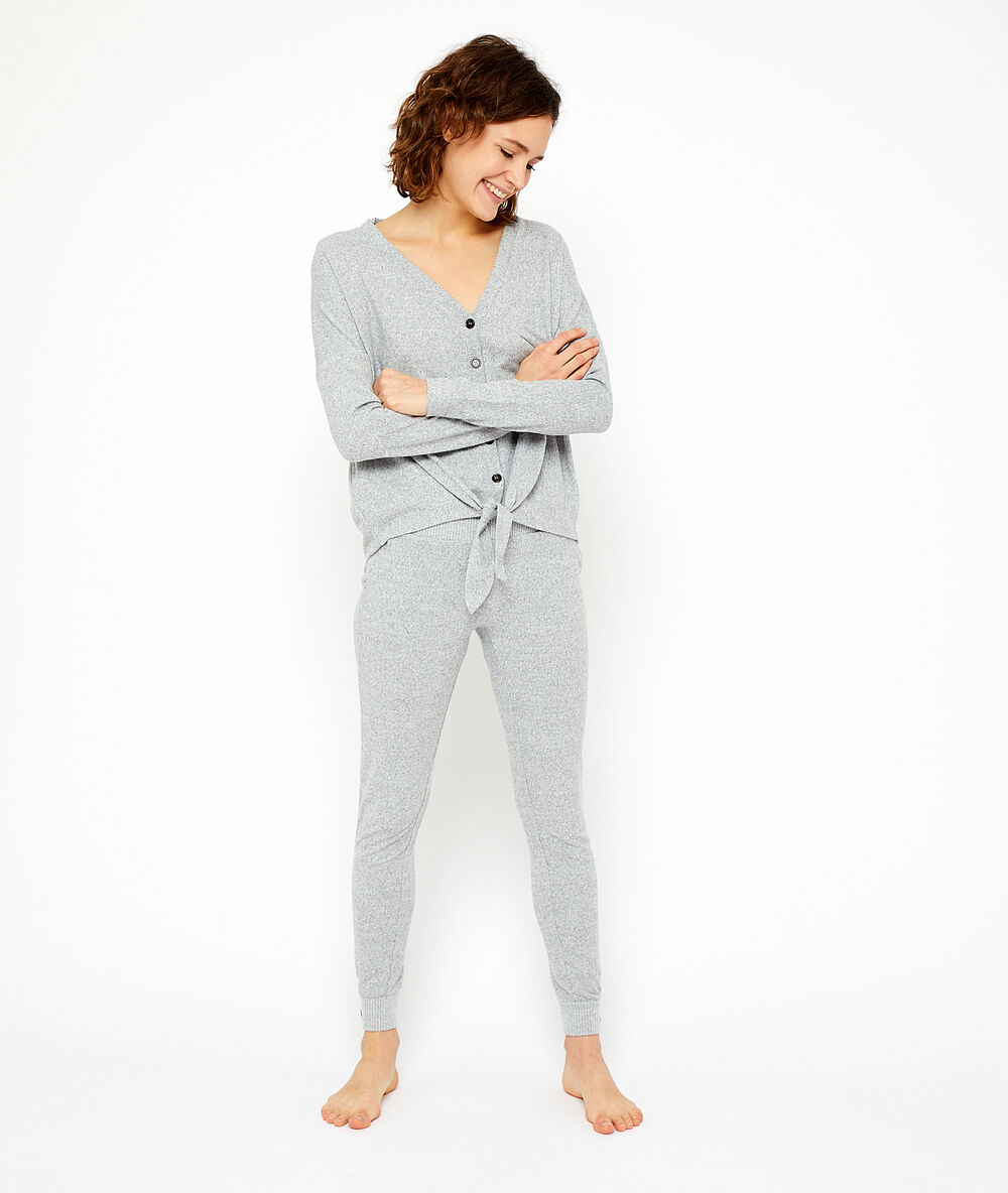 Gilet homewear noué gris.