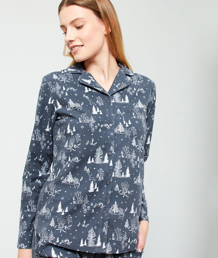 Chemise de pyjama imprimée gris fonce.